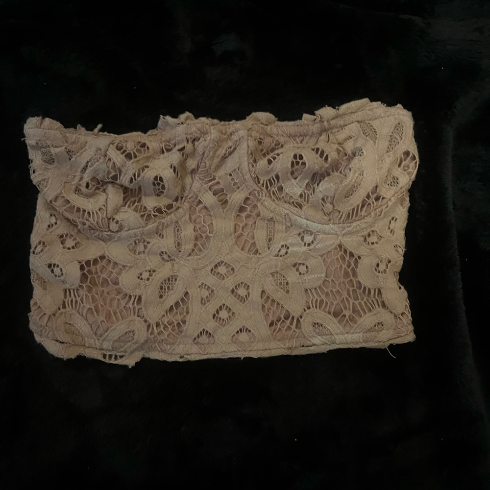 rose pink floral lace tube top